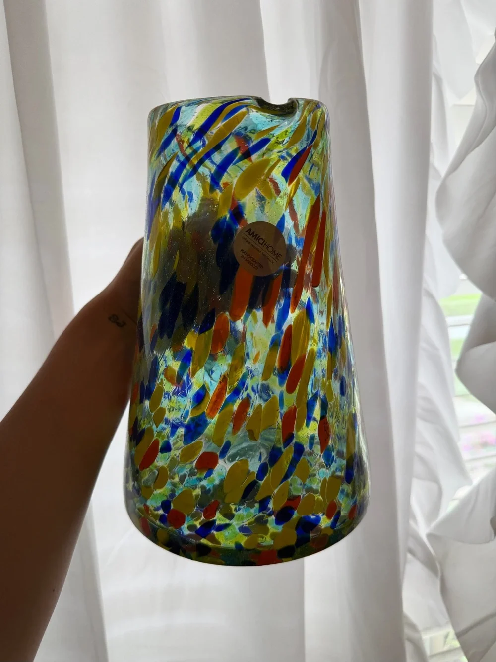 Amici Home Handmade Mexican Confetti Glass Pitcher & 4 Tumblers Set